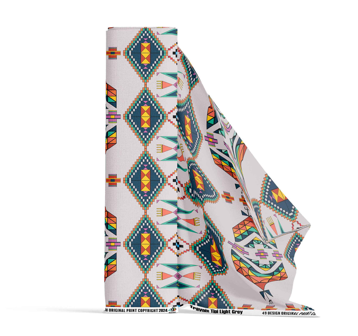 Travois Tipi Light Grey Fabric by 49 Dzine