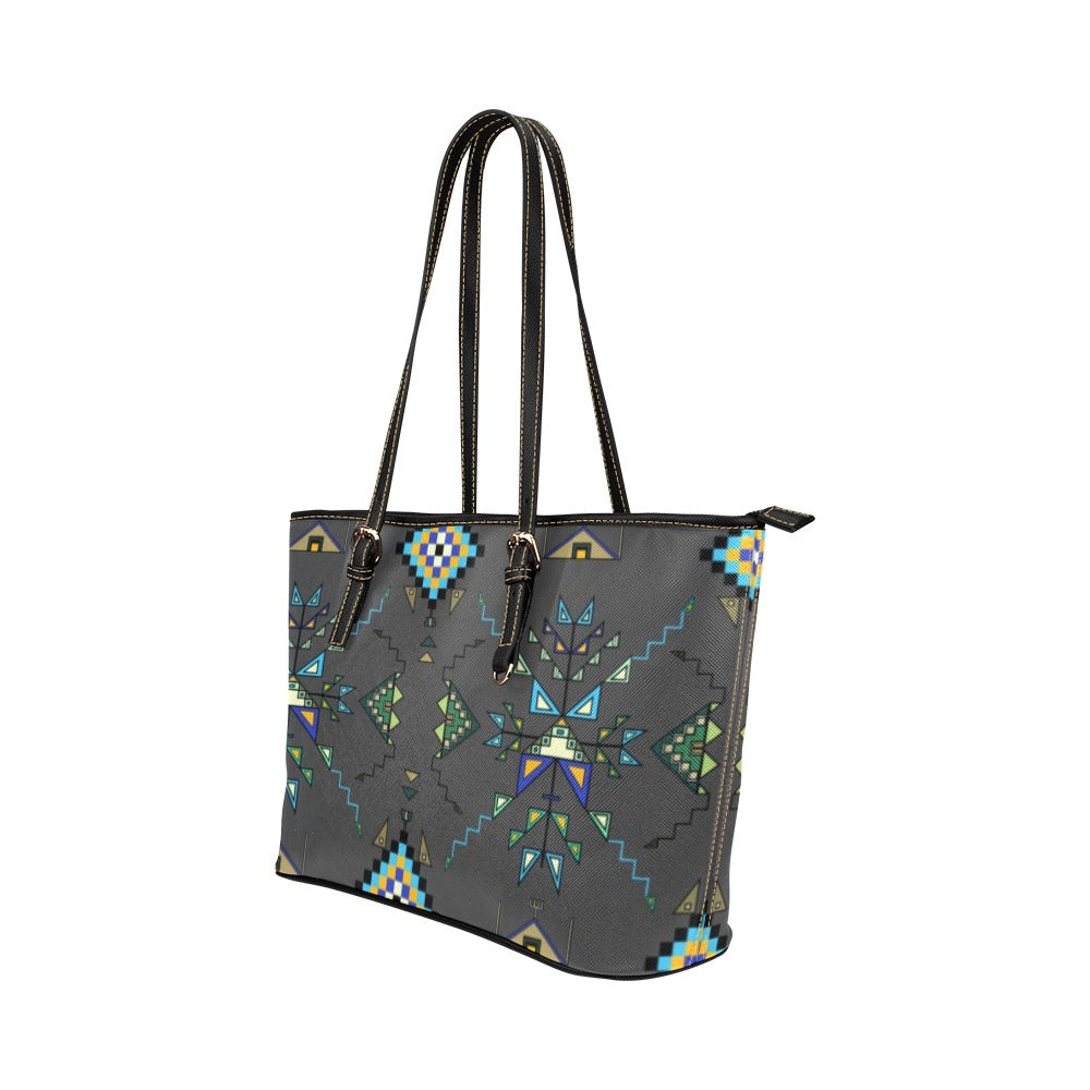 Bear Shield Gray Leather Tote