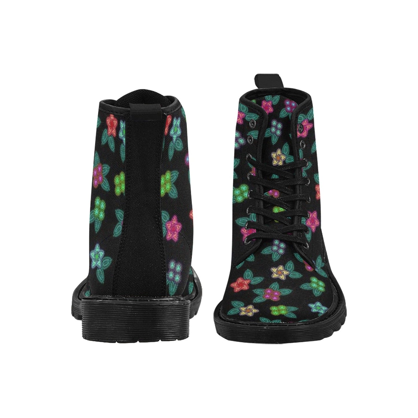 Berry Flowers Black Boots for Men