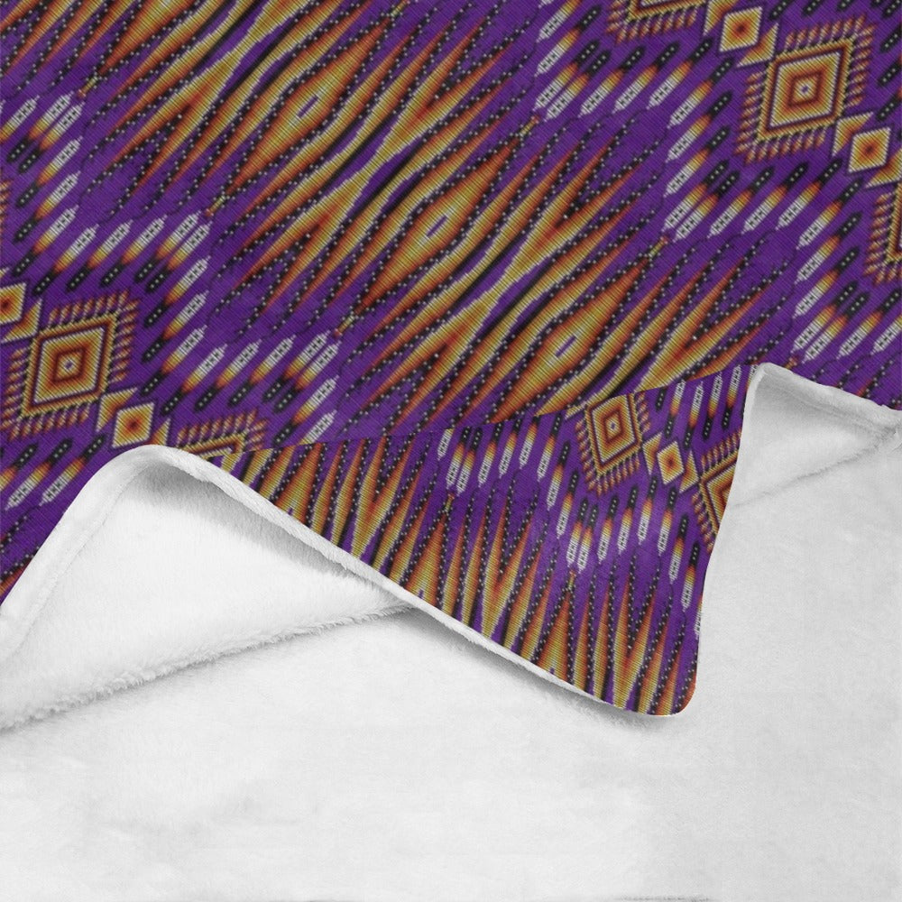 Fire Feather Purple X-Large Micro Fleece Blanket