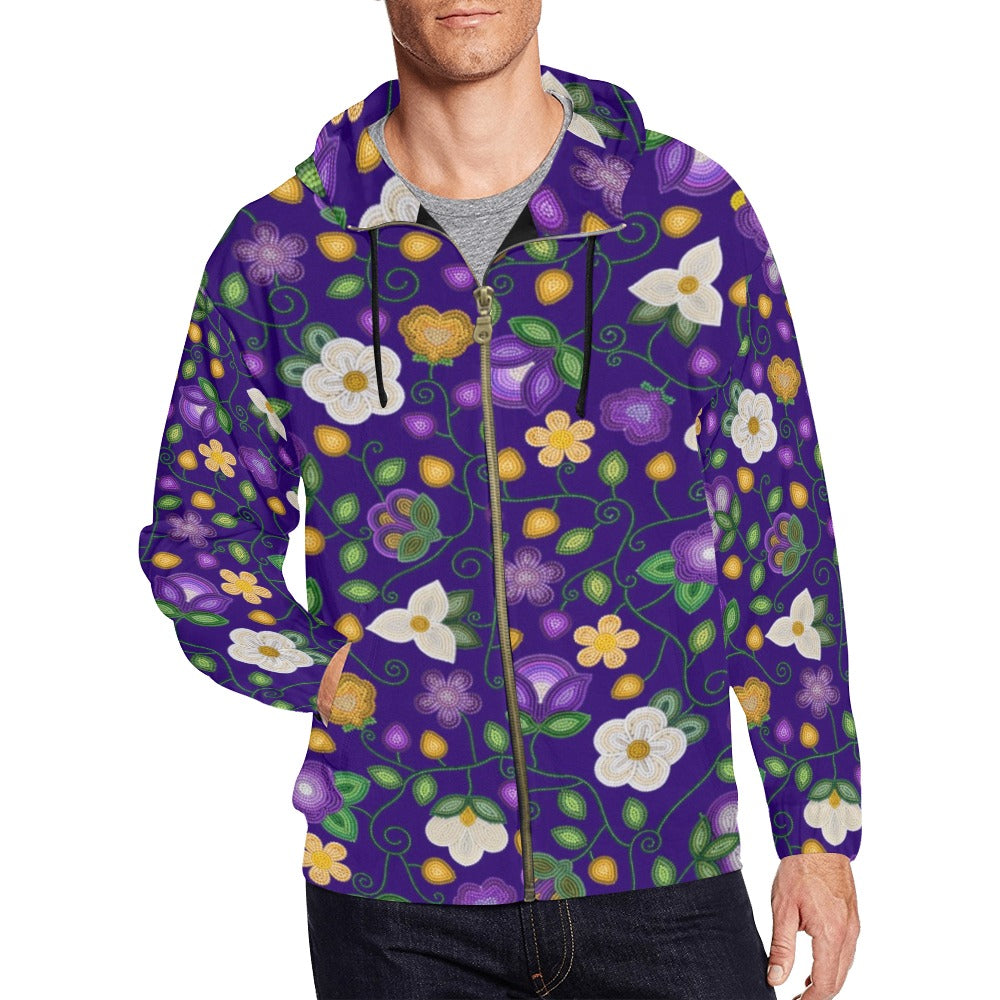 Midnight Moss Bloom Zip Hoodie