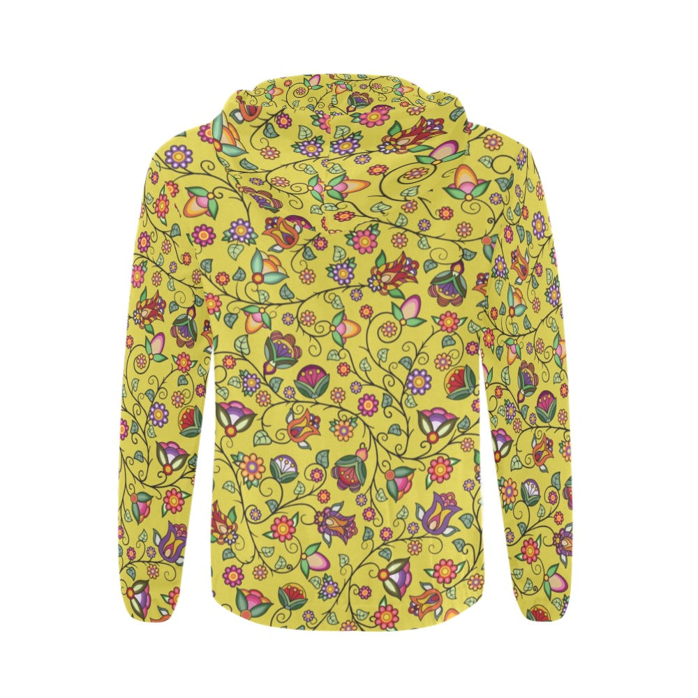 Heartbeat Petals Yellow Men's Zipper Hoodie
