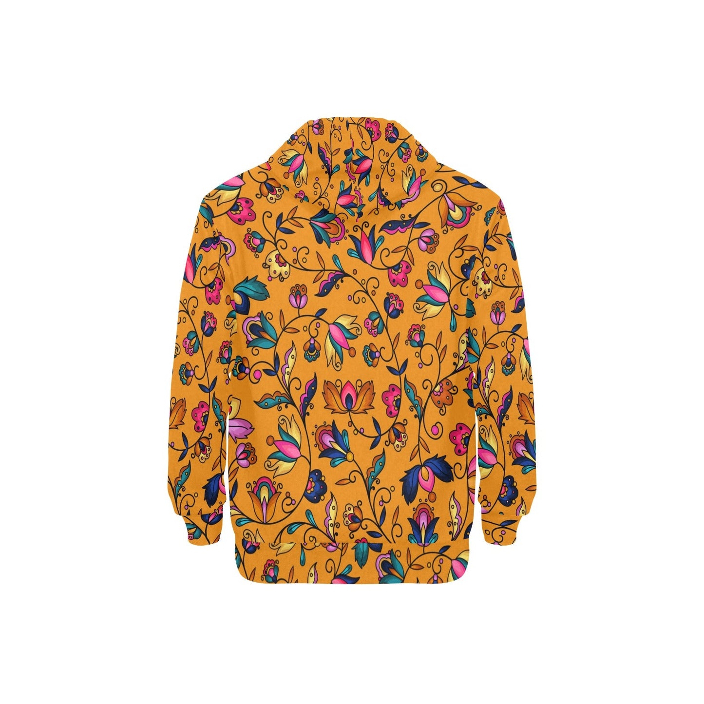 Copper Prairie Petals Orange Men's Long Sleeve Fleece Hoodie