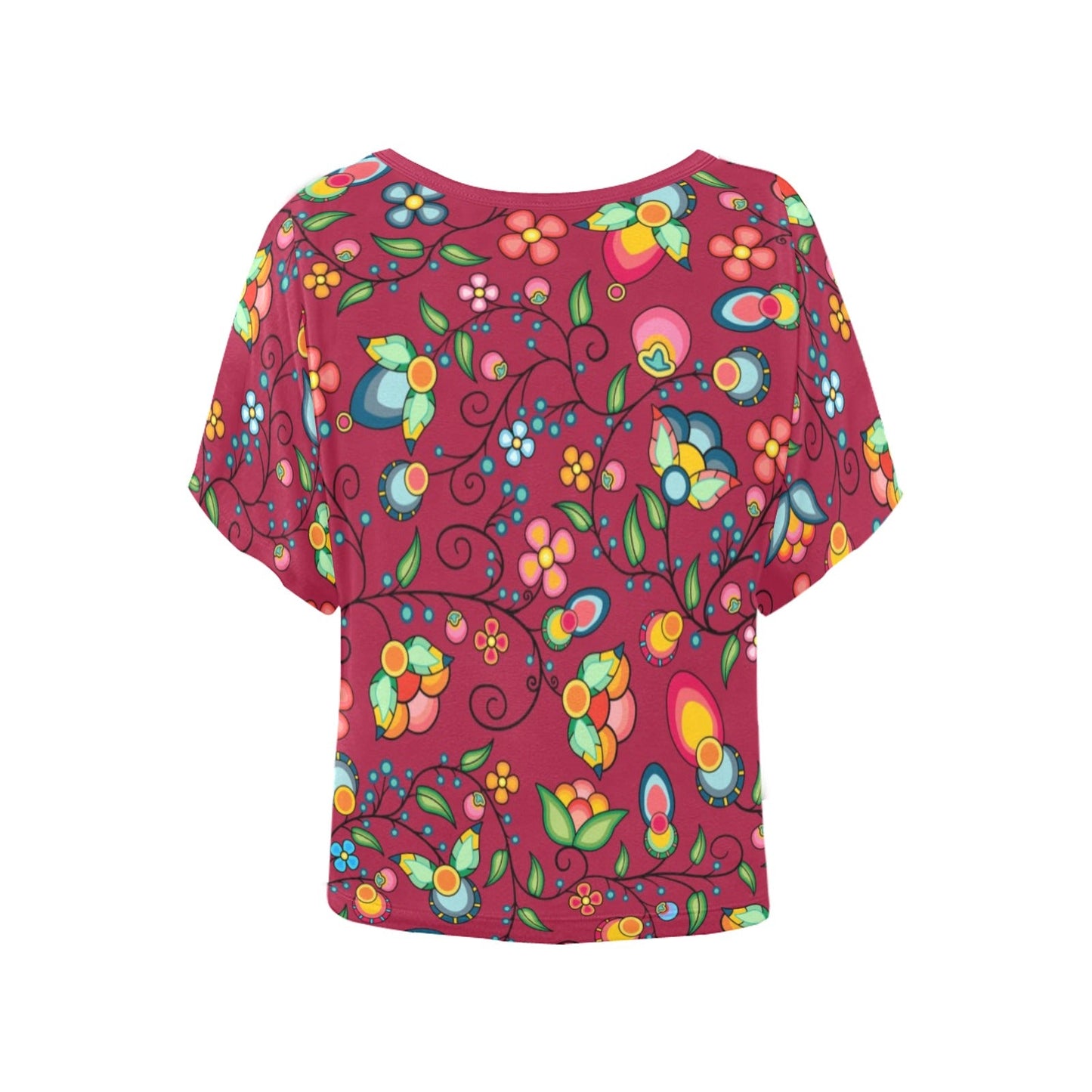 Floral Bounty Magenta Women's Batwing-Sleeved Blouse T shirt