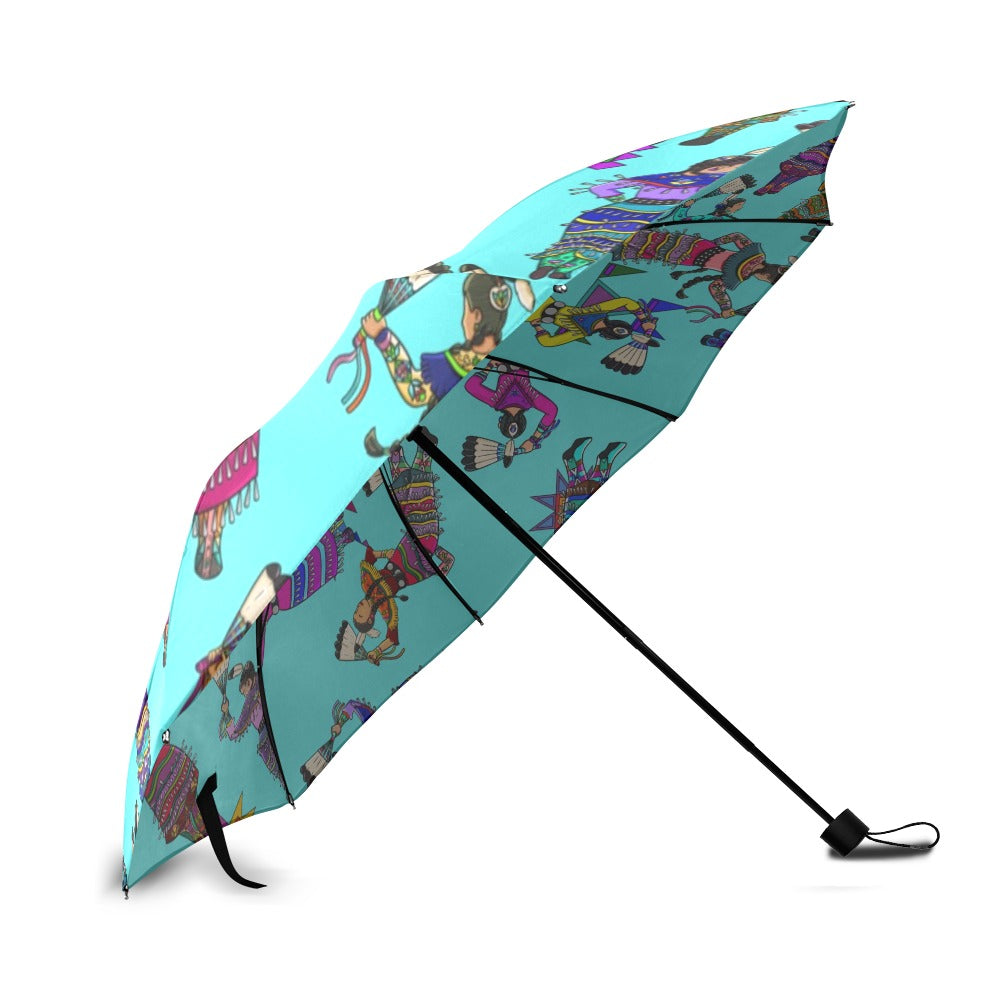 Women's Jingle Dancers Turquoise Foldable Umbrella
