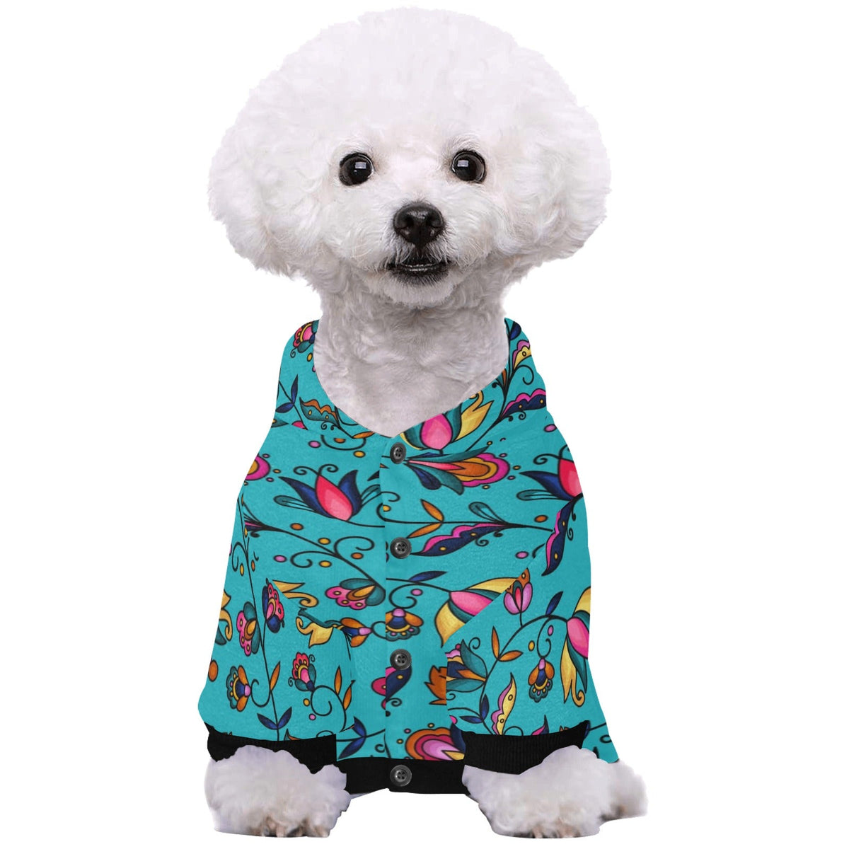Copper Prairie Petals Turquoise Pet Hoodie – Pet Apparel by 49 Dzine