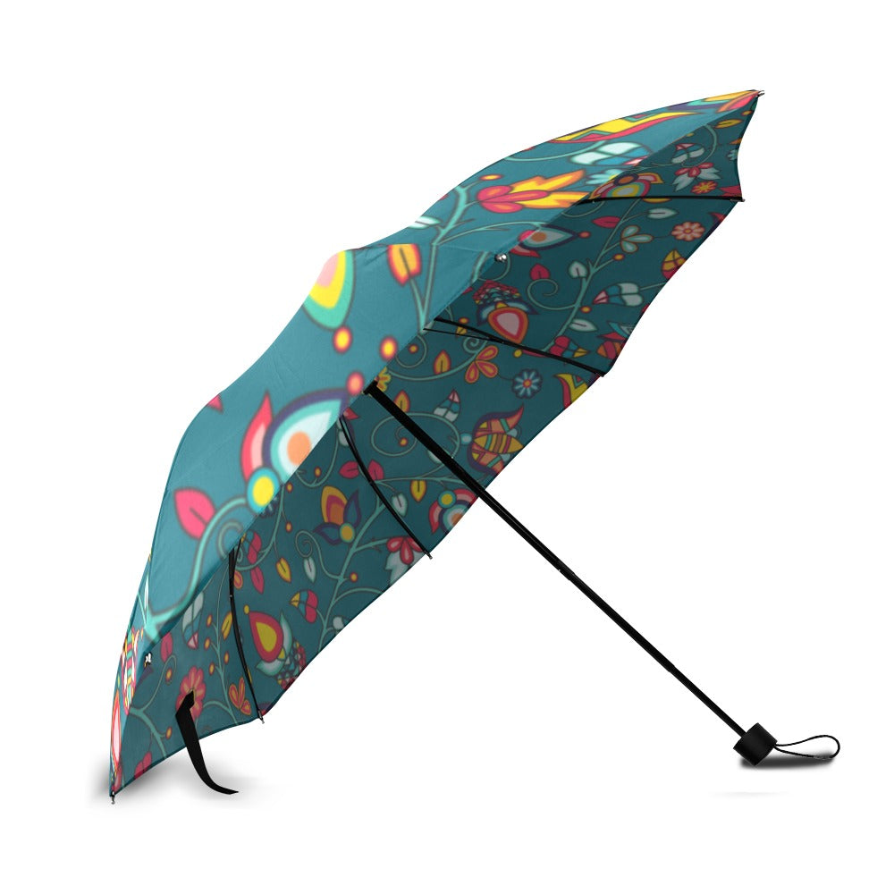 Thorny Path Teal Foldable Umbrella