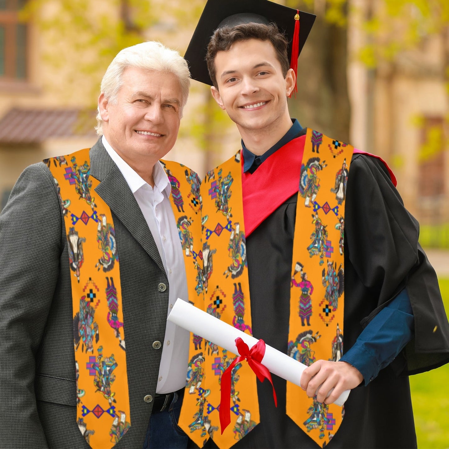 Grand Entry Dancers Orange Graduation Stole