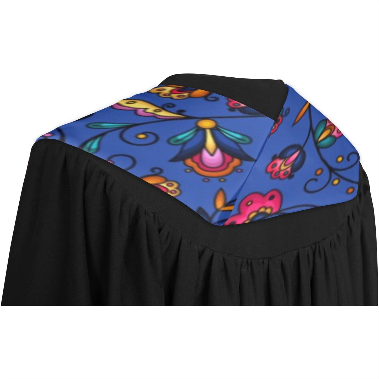 Copper Prairie Petals Blue Graduation Stole