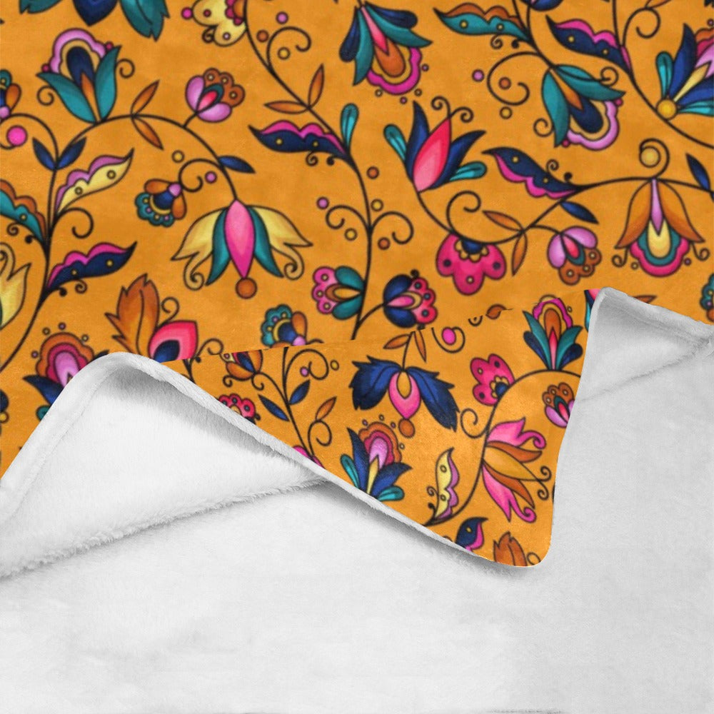 Copper Prairie Petals Orange X-Large Micro Fleece Blanket