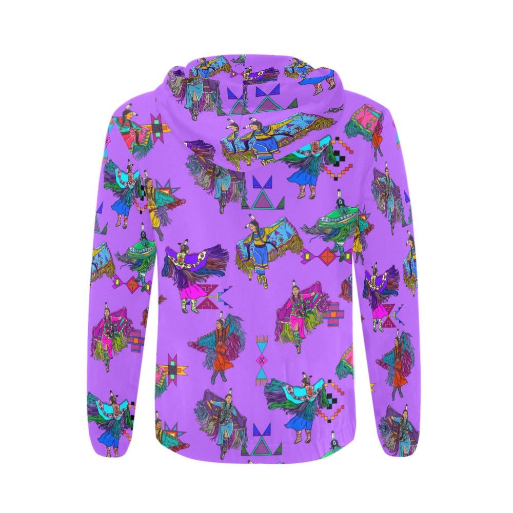 Women's Fancy Dancers Purple Men's Zipper Hoodie