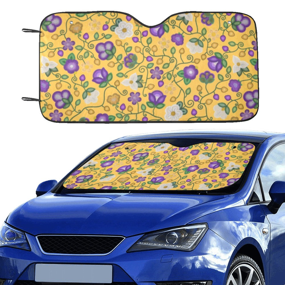 Midnight Moss Bloom Yellow Car Sun Shade 55"x30"