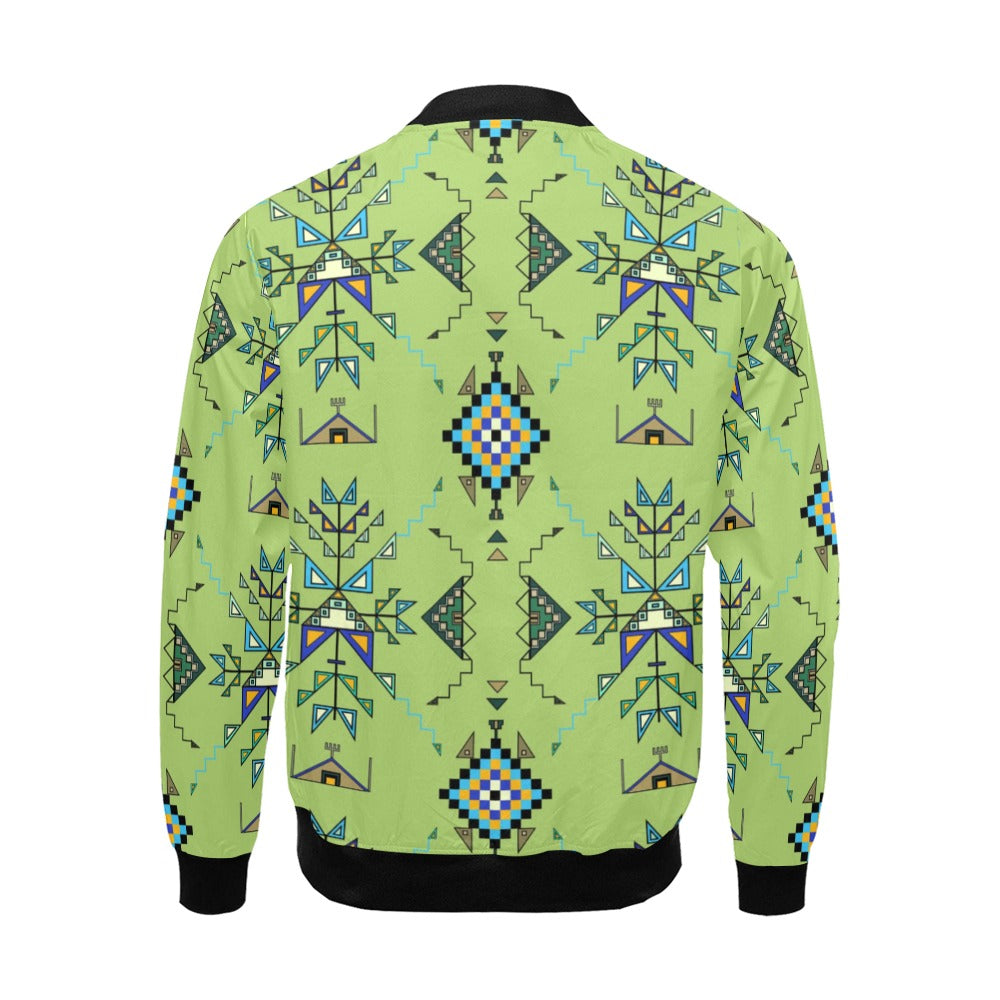 Bear Shield Green Bomber Jacket for Men