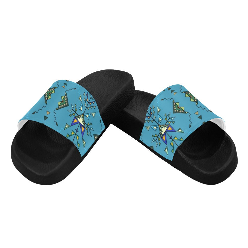 Bear Shield Blue Slide Sandals