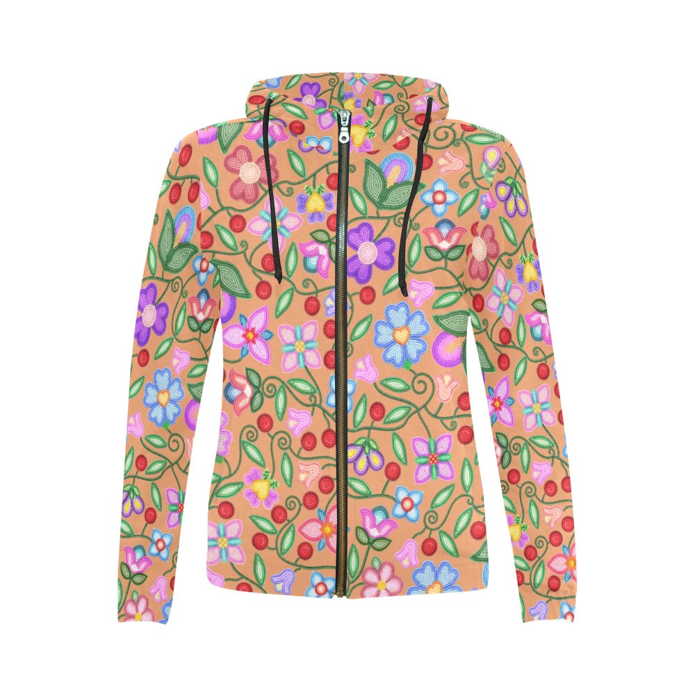 Petal Harmony Full Zip Hoodie For Women