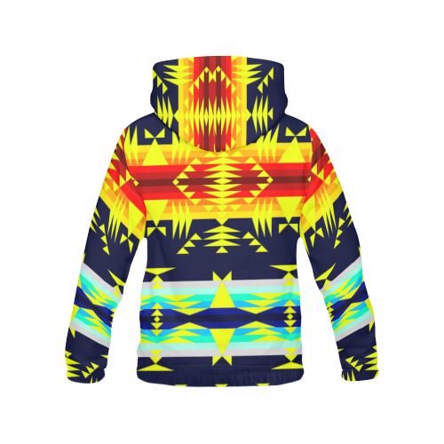 Between the Mountains Navy Yellow Men's All Over Print Hoodie (USA Size) (Model H13) Hoodies e-joyer