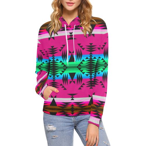 Between the Mountains Sunset All Over Print Hoodie for Women (USA Size) (Model H13) All Over Print Hoodie for Women (H13) e-joyer 