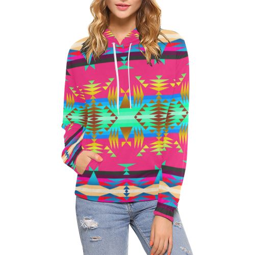 Between the Mountains Sunset Sky All Over Print Hoodie for Women (USA Size) (Model H13) All Over Print Hoodie for Women (H13) e-joyer 