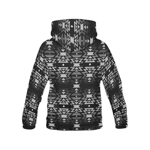Black Fire Black and Gray All Over Print Hoodie for Women (USA Size) (Model H13) All Over Print Hoodie for Women (H13) e-joyer