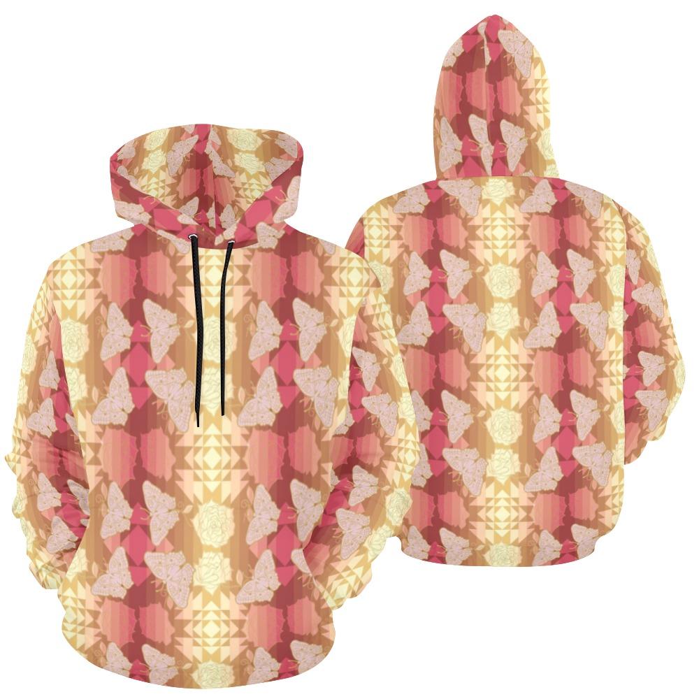 Butterfly and Rose on Geometric All Over Print Hoodie for Men (USA Size) (Model H13) All Over Print Hoodie for Men (H13) e-joyer