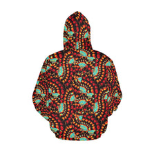 Load image into Gallery viewer, Hawk Feathers Fire and Turquoise Hoodie for Women
