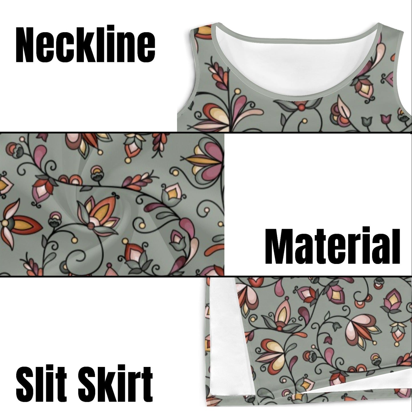 Burnt Sky Petals Green Phaedra Sleeveless Open Fork Long Dress