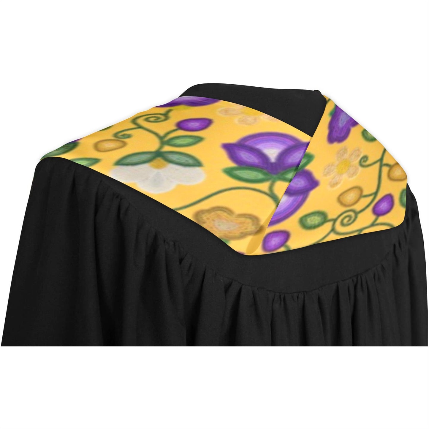 Midnight Moss Bloom Yellow Graduation Stole