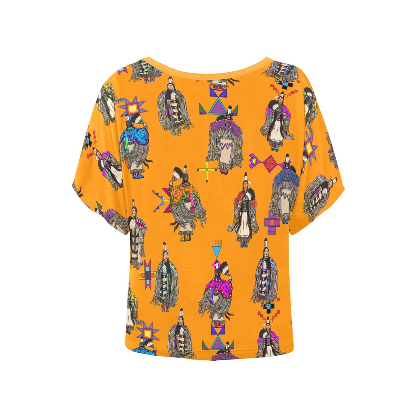 Women's Tradish Dancers Orange Women's Batwing-Sleeved Blouse T shirt