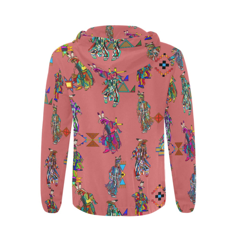 Men's Grass Dancers Terra Cotta Men's Zipper Hoodie