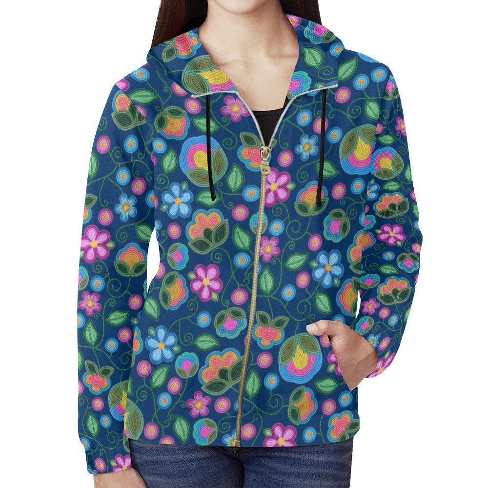 Turquoise Sunbeam Full Zip Hoodie For Women