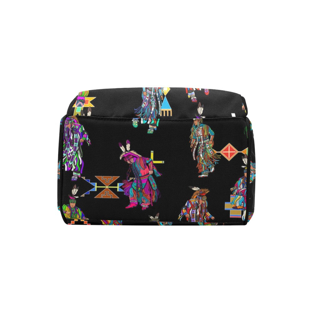 Men's Grass Dancers Black Multi-Function Diaper Backpack