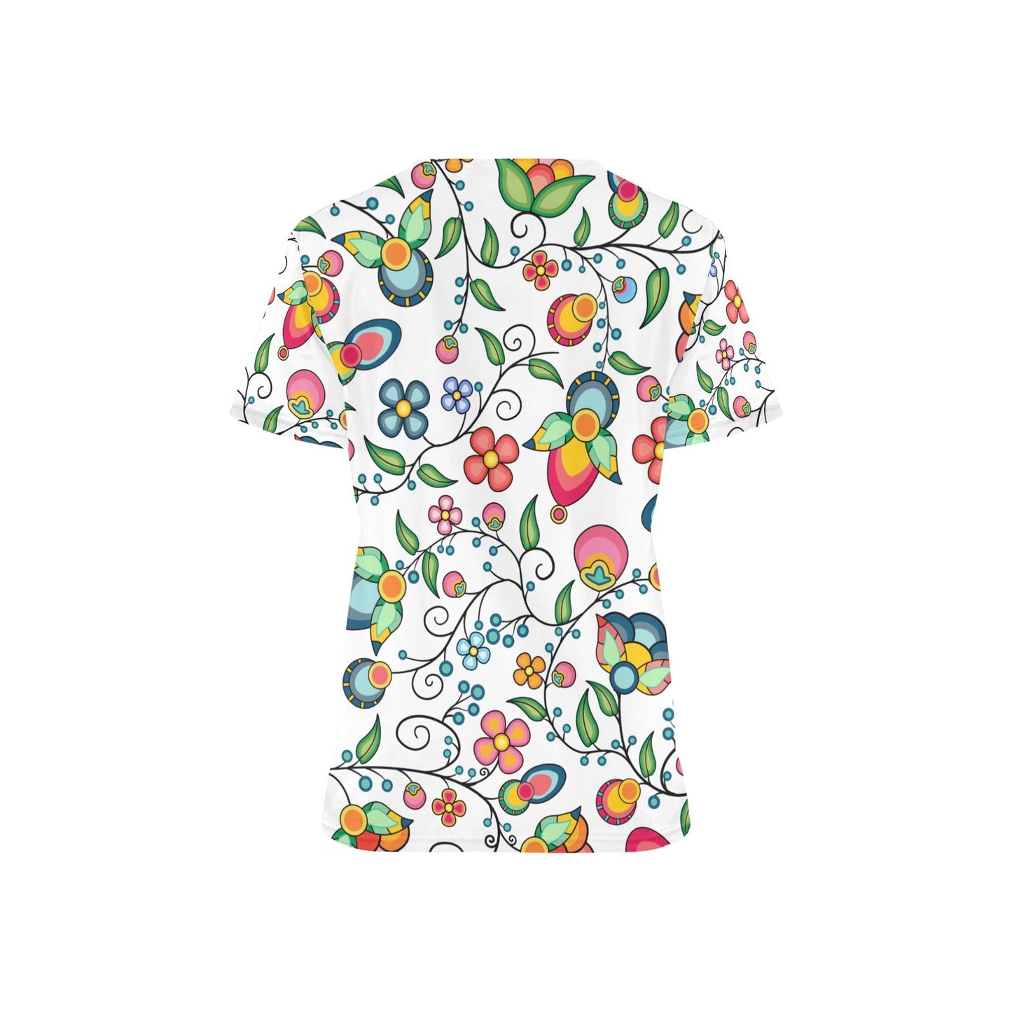 Floral Bounty White Scrub Top