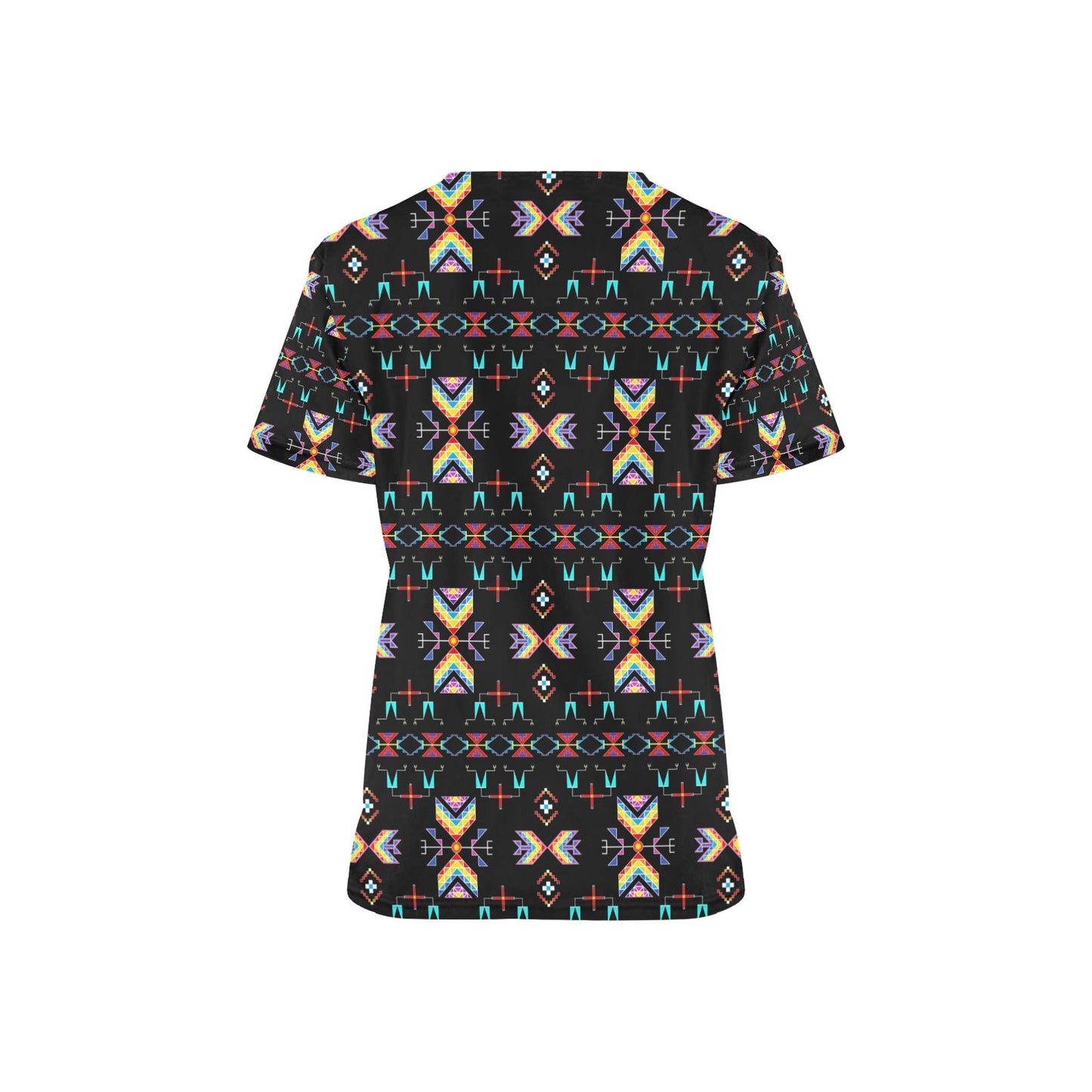Rainy Chief Rainbow Black Scrub Top