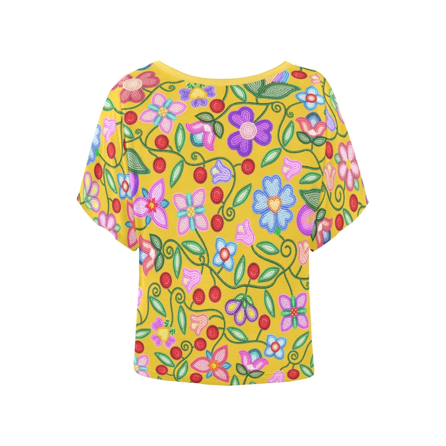 Petal Harmony Ochre Batwing Blouse
