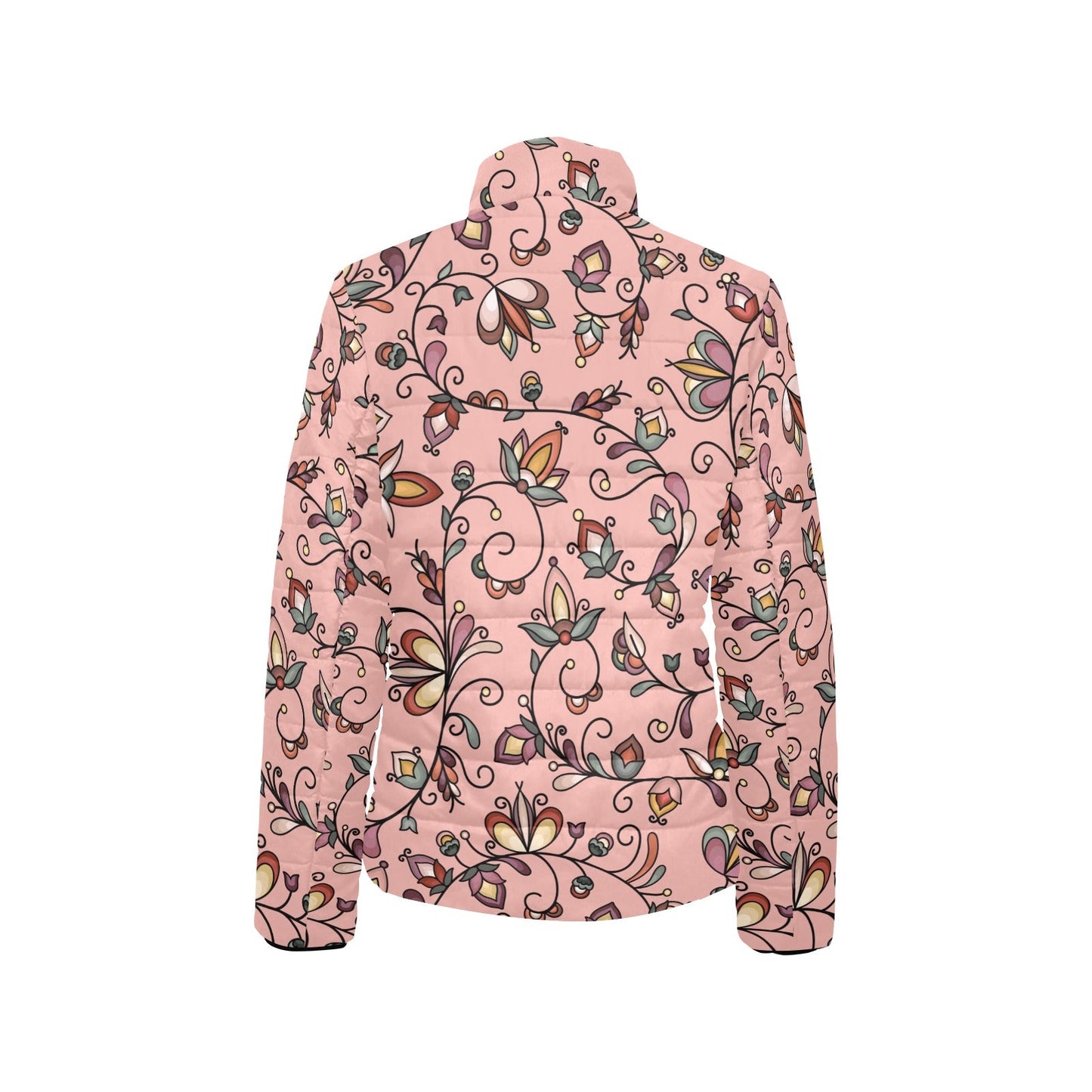 Burnt Sky Petals Peach Women's Stand Collar Padded Jacket