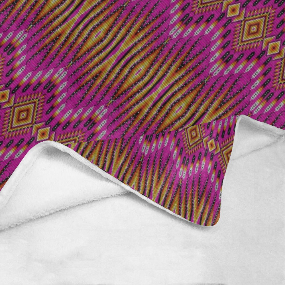 Fire Feather Pink X-Large Micro Fleece Blanket
