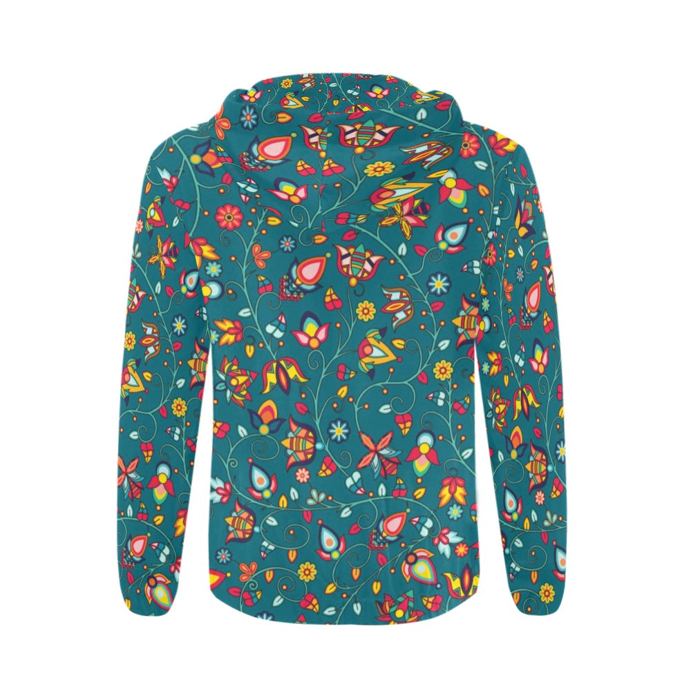 Thorny Path Teal Men's Zipper Hoodie