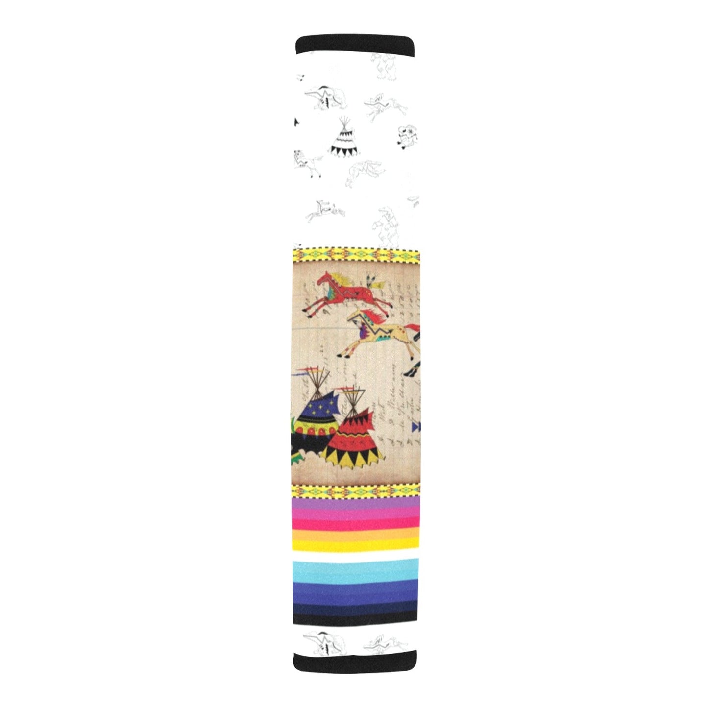 Horses Running White Clay Seat Belt Cover