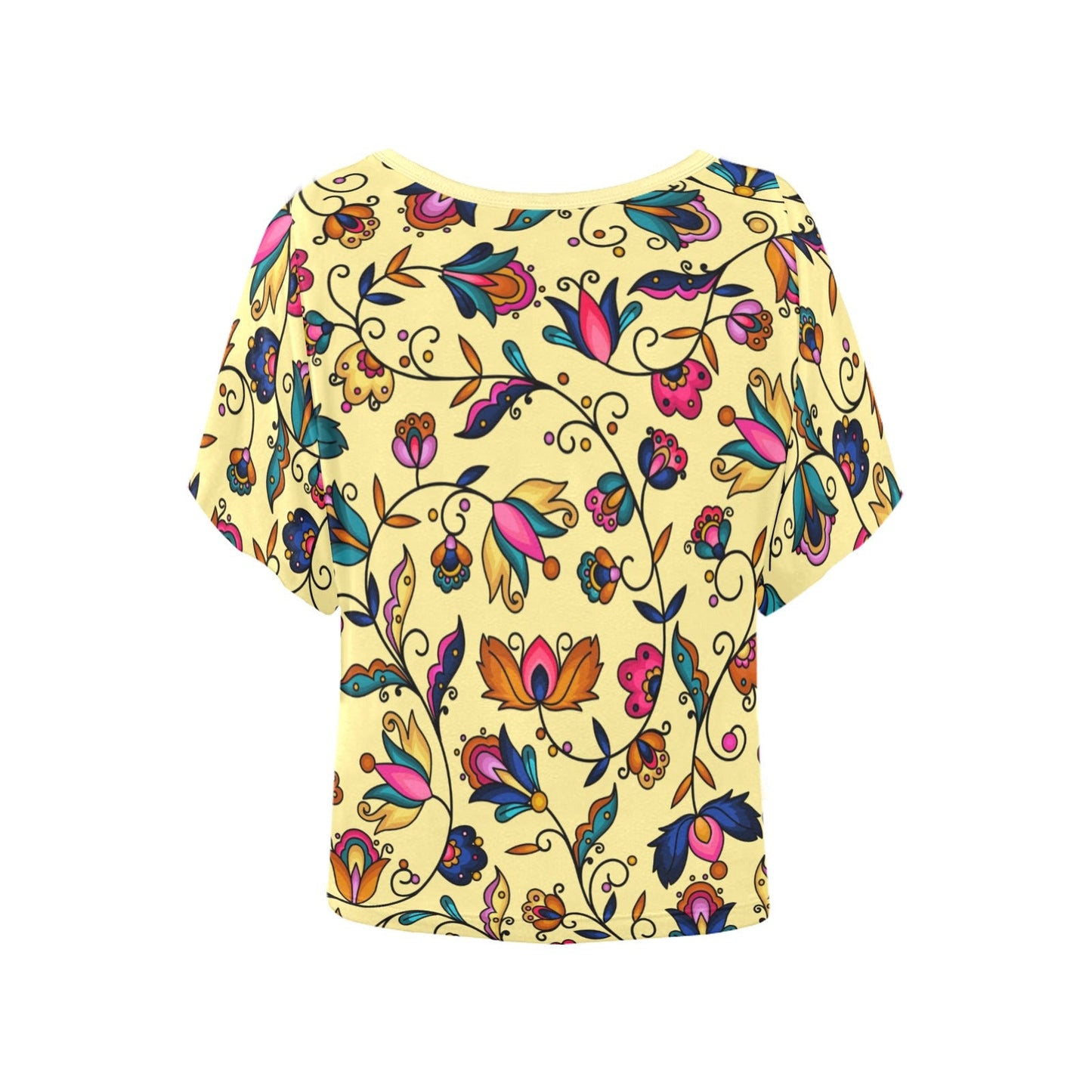 Copper Prairie Petals Yellow Women's Batwing-Sleeved Blouse T shirt