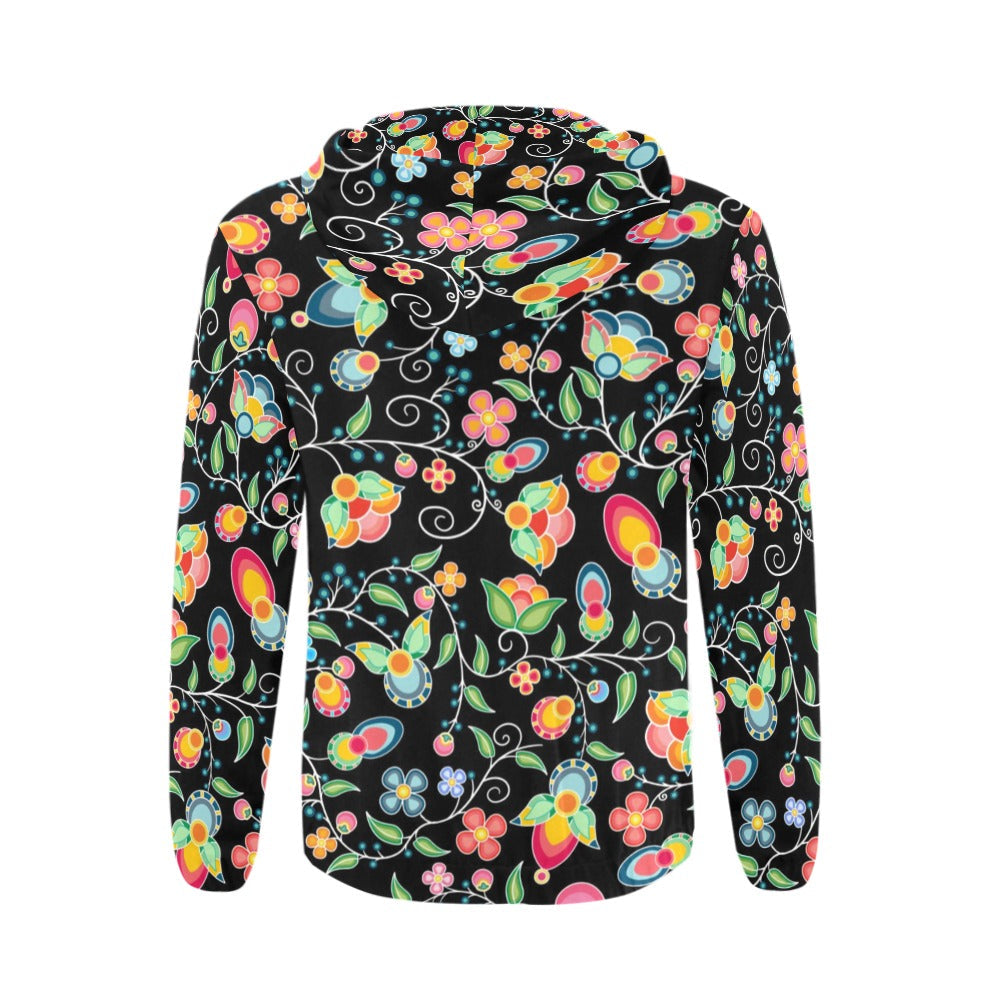 Floral Bounty Black Zip Hoodie