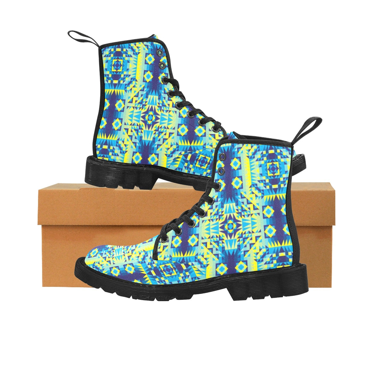 Kaleidoscope Jaune Bleu Boots by 49 Dzine