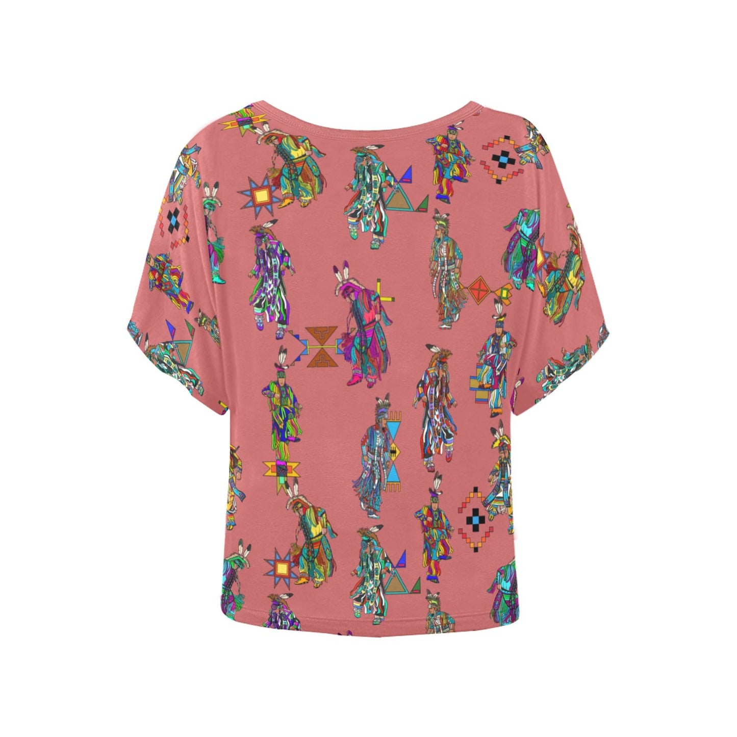 Men's Grass Dancers Terra Cotta Women's Batwing-Sleeved Blouse T shirt