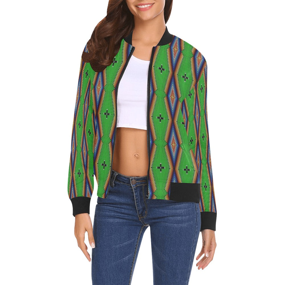 Diamond in the Bluff Lime Bomber Jacket for Women