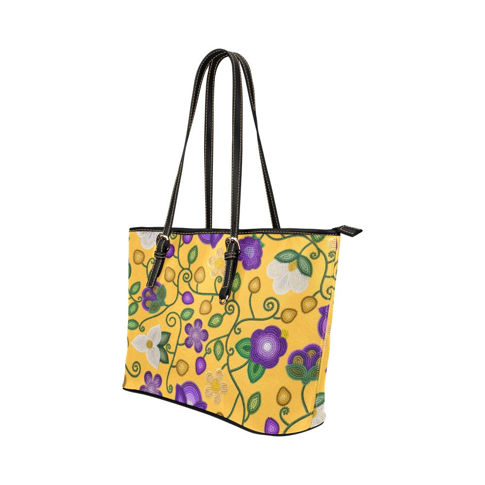 Midnight Moss Bloom Yellow Leather Tote