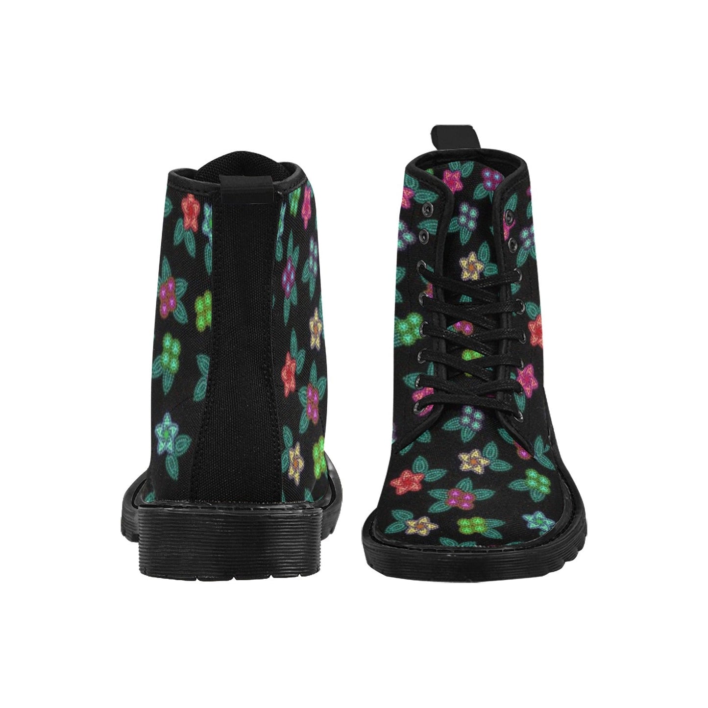 Berry Flowers Black Boots