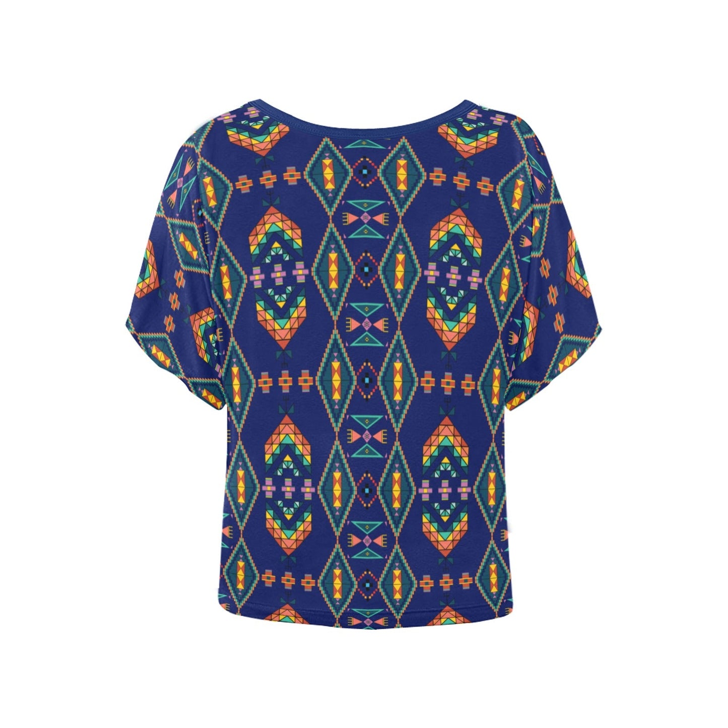 Travois Tipi Blue Women's Batwing-Sleeved Blouse T shirt