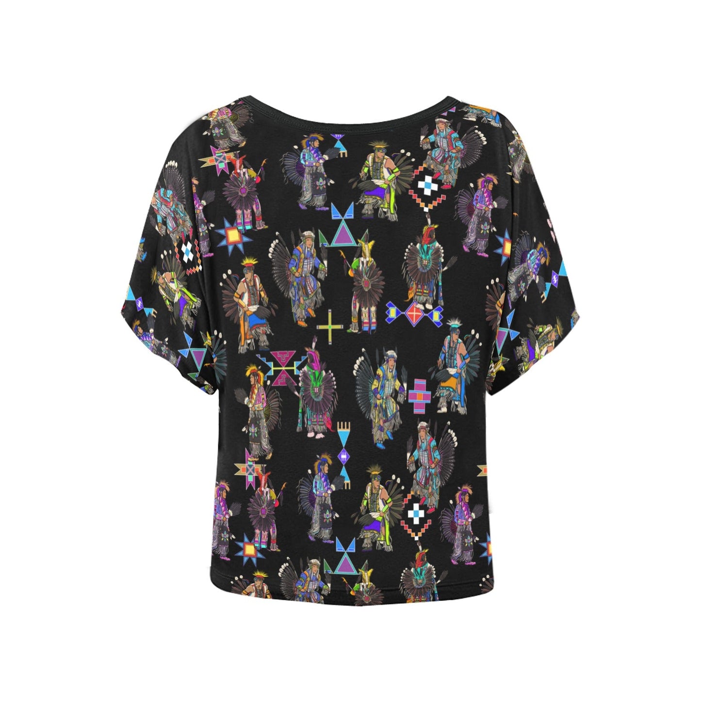 Men's Tradish Dancers Black Women's Batwing-Sleeved Blouse T shirt