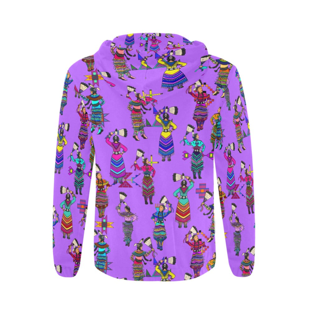 Women's Jingle Dancers Purple Men's Zipper Hoodie