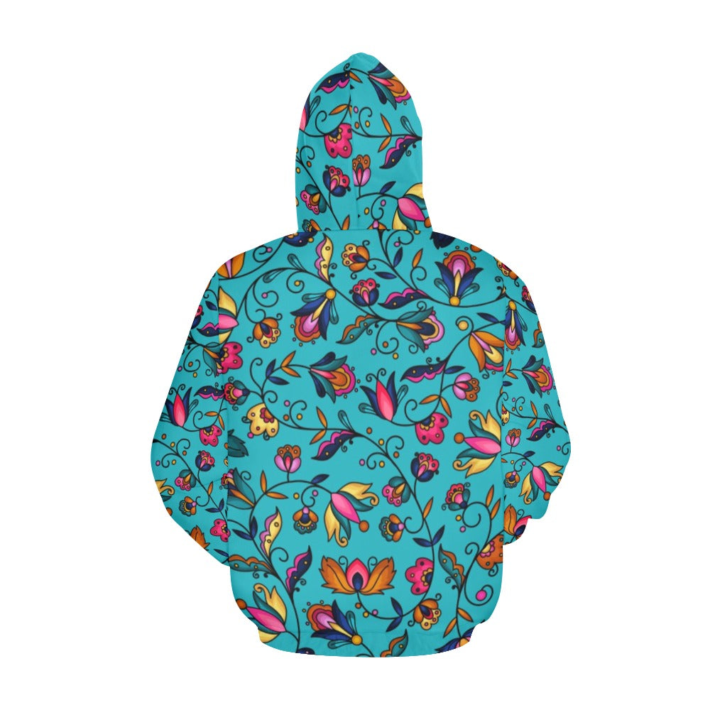 Copper Prairie Petals Turquoise Hoodie for Women