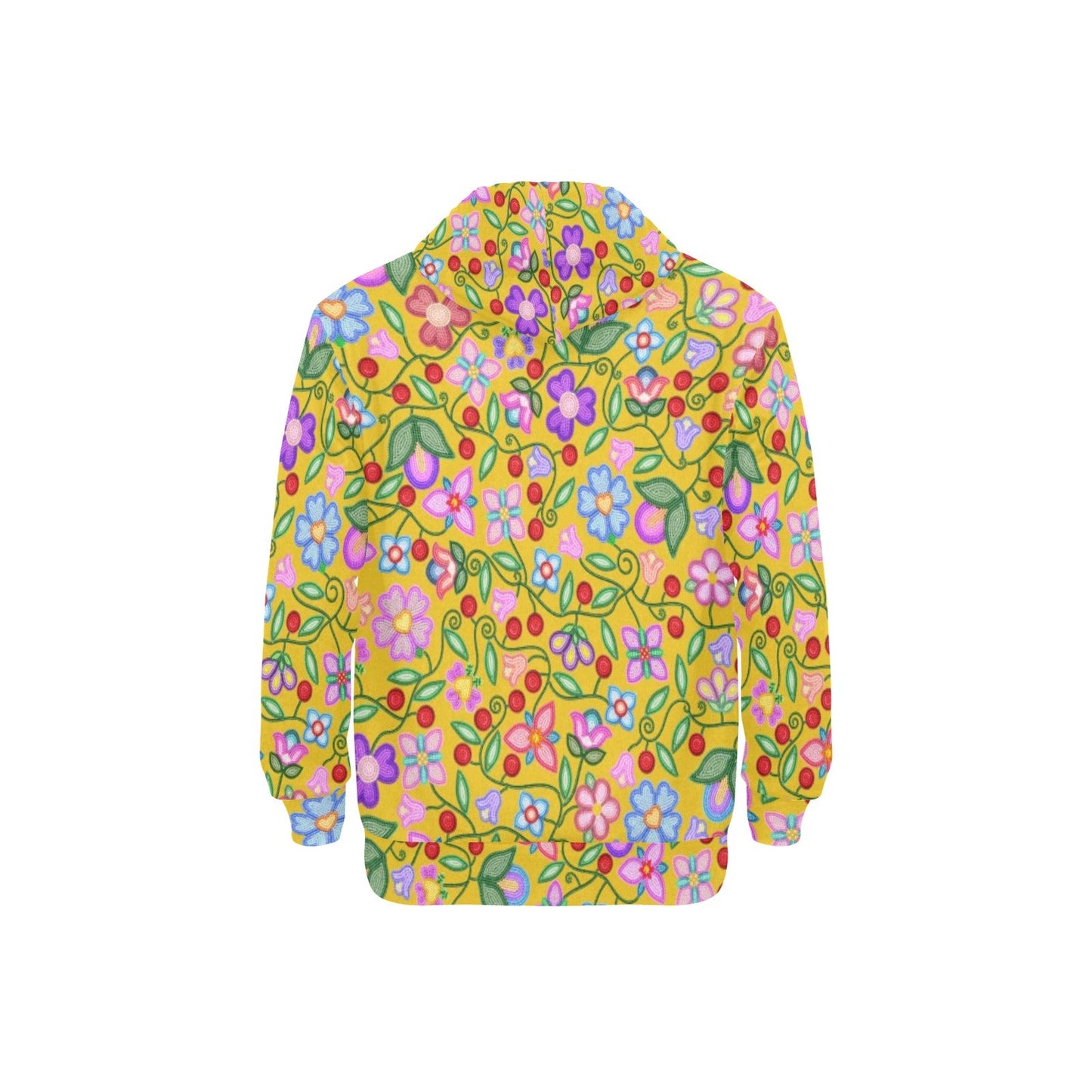 Petal Harmony Ochre Fleece Hoodie